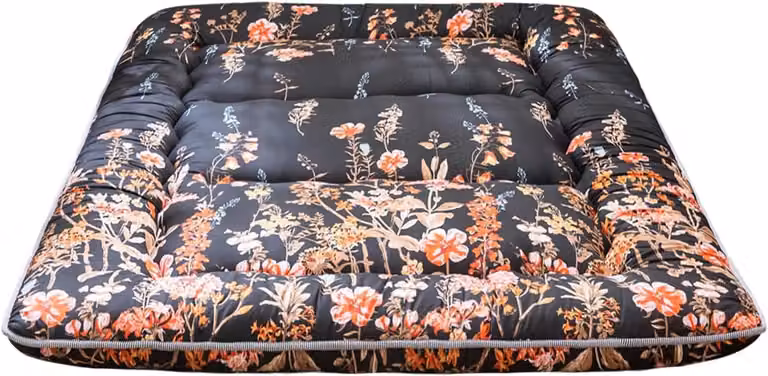 Opvouwbare Futonmatras met Zwarte Bloemen, King Size