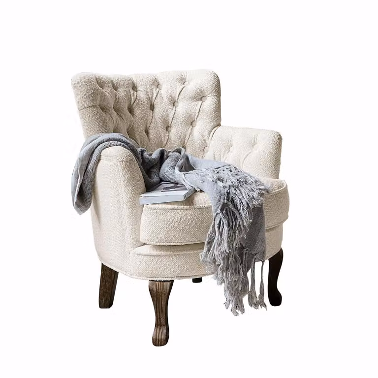 LOBERON Fauteuil Calgary Chesterfield crème