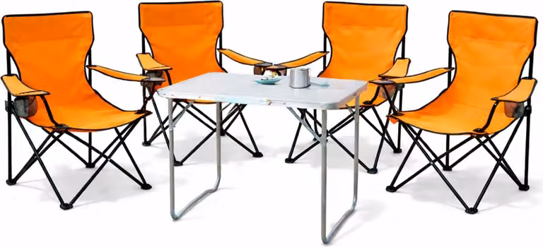 Mojawo Campingmeubelset van 5 stuks met tafel en stoelen inclusief draagtas, Oranje