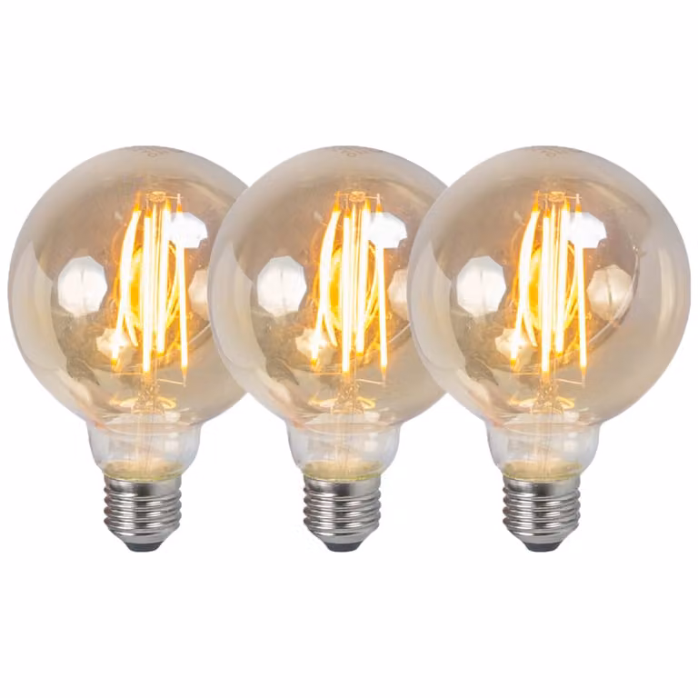 LUEDD Set van 3 G95 Globe LED lampen E27 - Smoke - 5W - 380 lm - 2200K Warm Wit