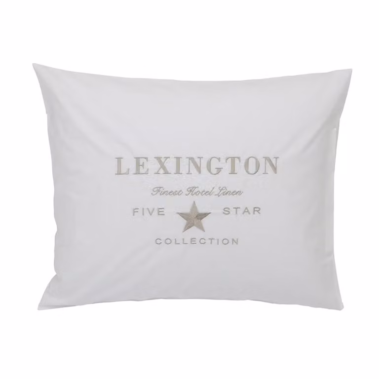Lexington Hotel Embroidery kussensloop Wit-lichtbeige 50 x 60 cm