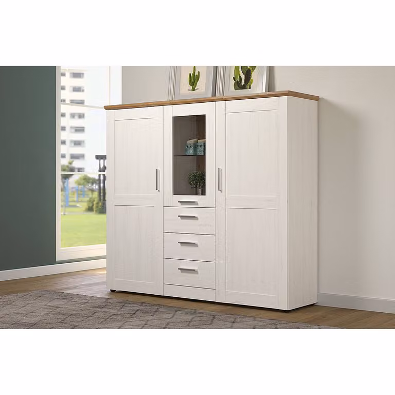Trendteam Wohnen Hoge kast Shade Andersen Pine wit/bruin B/D/H: 140 x 41 x 159 cm