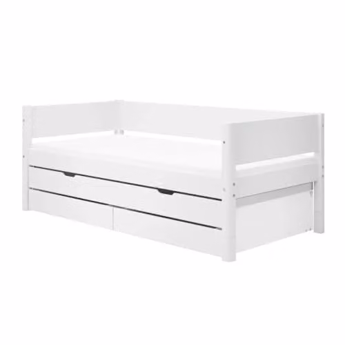 Flexa White eenpersoonsbed met logeerbed en 2 bedlades, wit, 90x200 cm