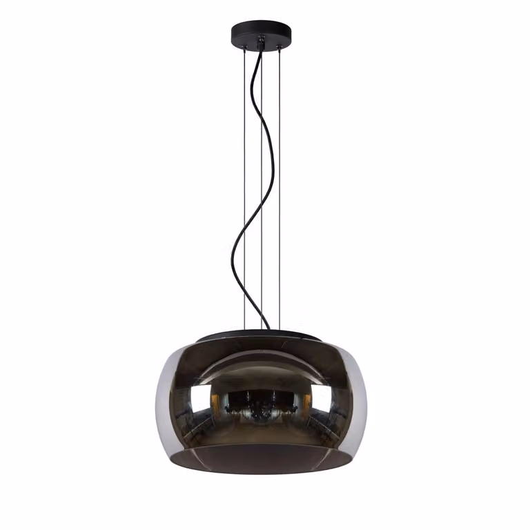 Lucide Olivia Design Hanglamp - Zwart - Transparant Glas - Ø 40 cm, H 156 cm