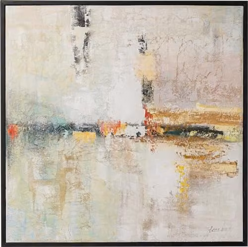 Kare Abstract Schilderij Dust Gold en Meerkleurig B: 120 cm, D: 120 cm, H: 1 cm