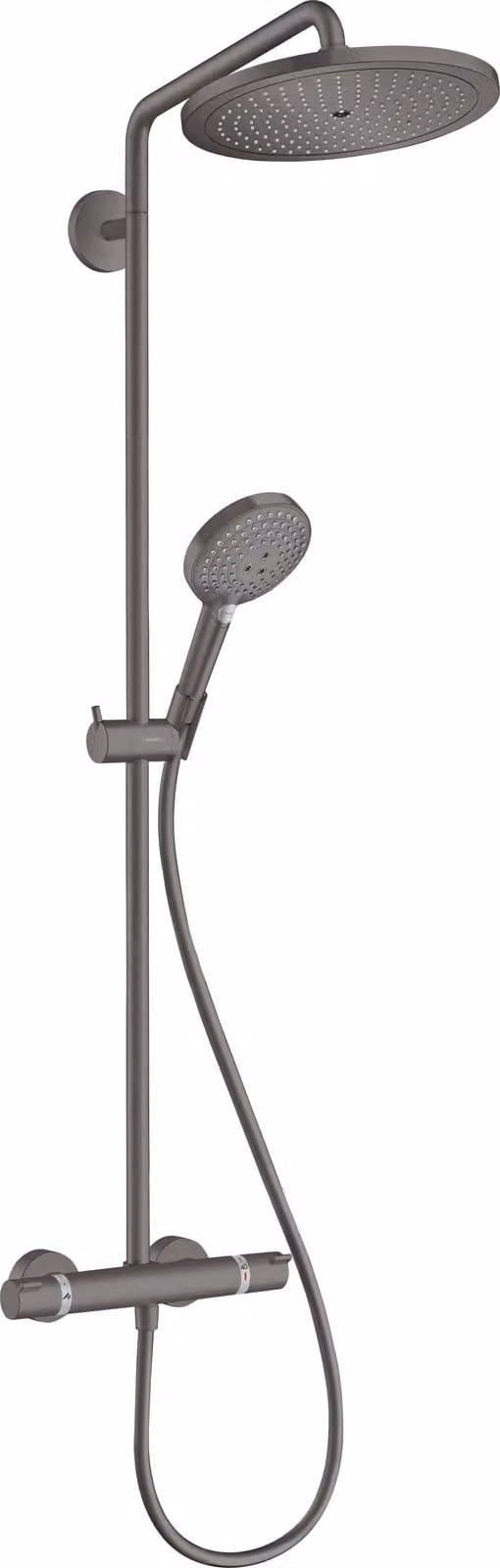Hansgrohe Croma Select S280 EcoSmart doucheset met thermostaatkraan en Raindance handdouche, geborsteld zwart