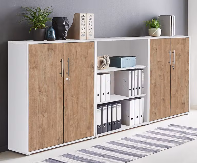 home24 Kastenset 3-delig type A, wit/Sanremo eikenhoutlook, B/D/H: 114 x 33 x 85 cm