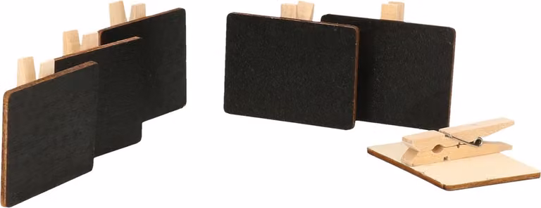 Glorex Hobby Houten mini krijtbordjes met knijper, 48 stuks, rechthoekig, 4.5 x 3.5 cm