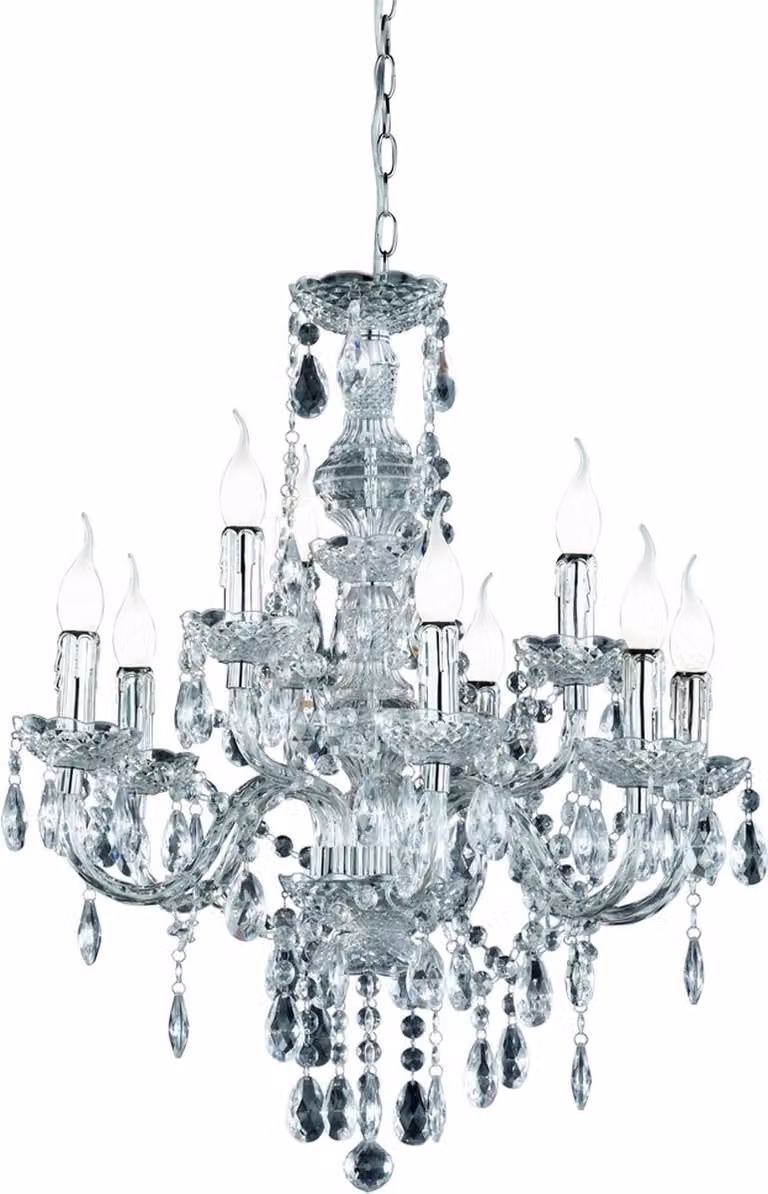 Trio Leuchten Chandelier - Chroom en Transparant - 3-delig - Diameter: 61 cm
