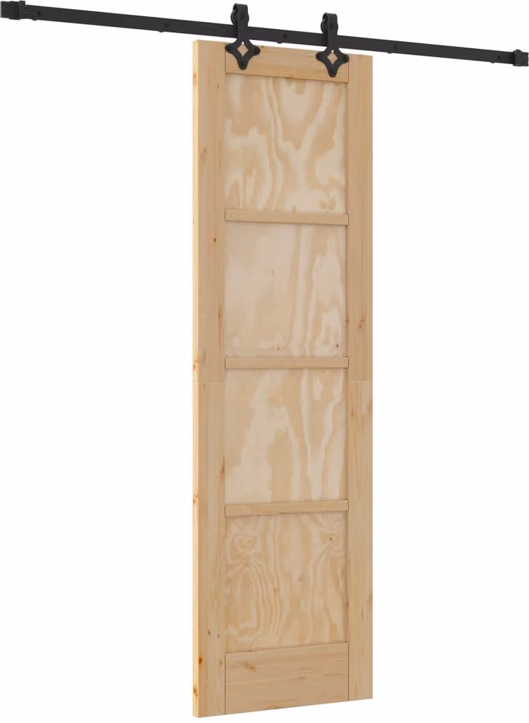 vidaXL Schuifdeur - Naturel en Zwart - Massief grenenhout - B: 61 cm, H: 198,5 cm