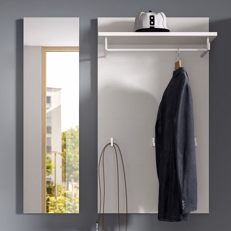 ebuy24 Spiegelpaneel wit met haken B/D/H: 90 x 27 x 106 cm