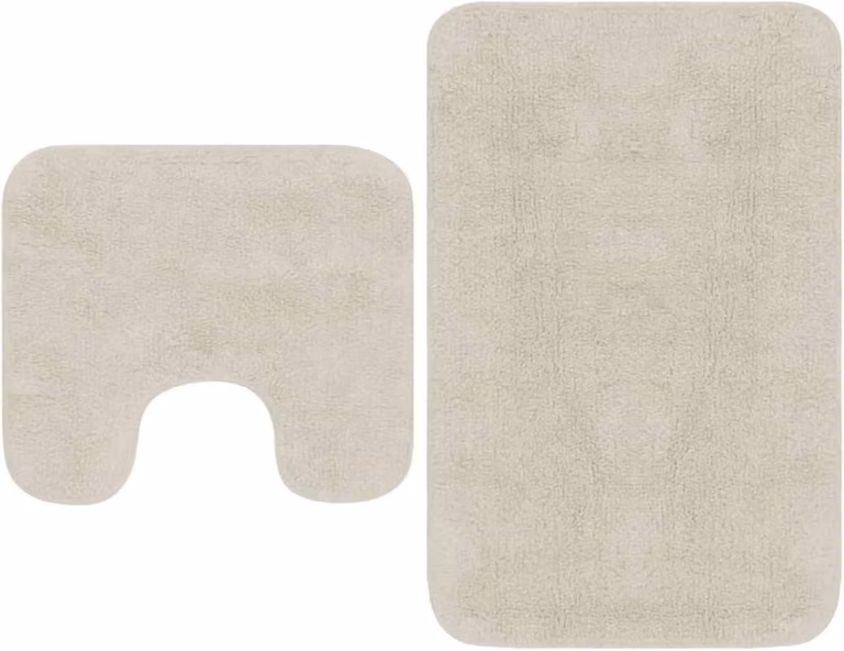 Set van 2 witte badmatten met anti-slip onderkant voor extra veiligheid en comfort in de badkamer