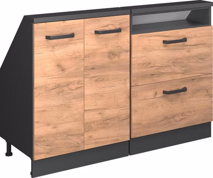 Vicco R-Line Keukenkast voor schuine wand, Krachtige eik goud, Set van 2, Model 58097