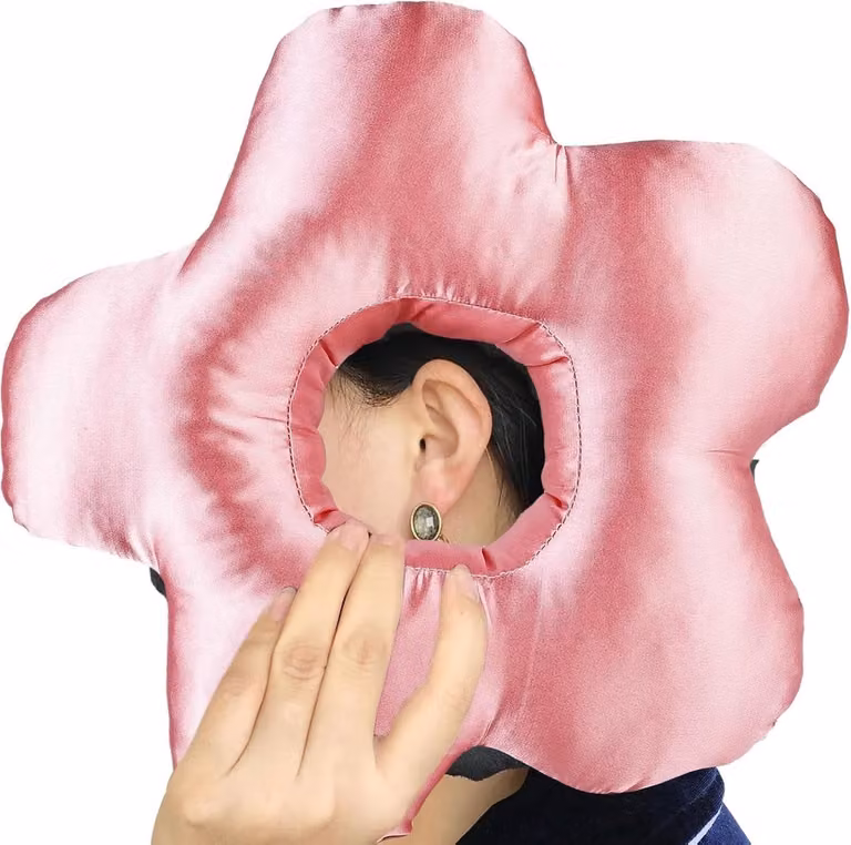 Roze Donut Kussen voor Zijdelings Slapen en Verlichting van Oorpijn