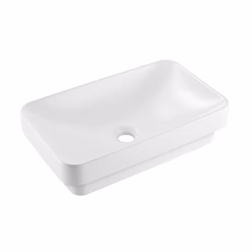 VEVOR Semi-inbouw wastafel, Wit Keramisch, Rechthoekig, B: 49,0 cm, D: 30,5 cm, H: 12,0 cm