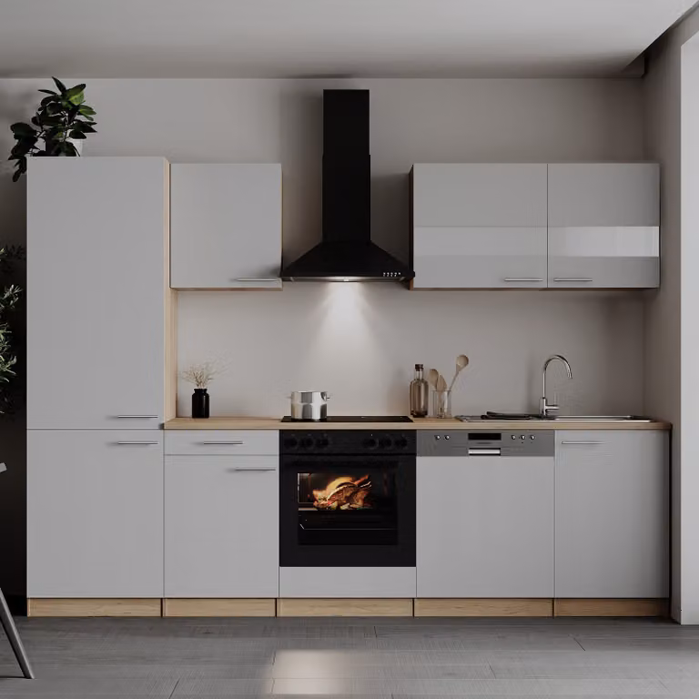 home24 Keukenblok Merle V wit glaskeramiek Breedte: 280 cm