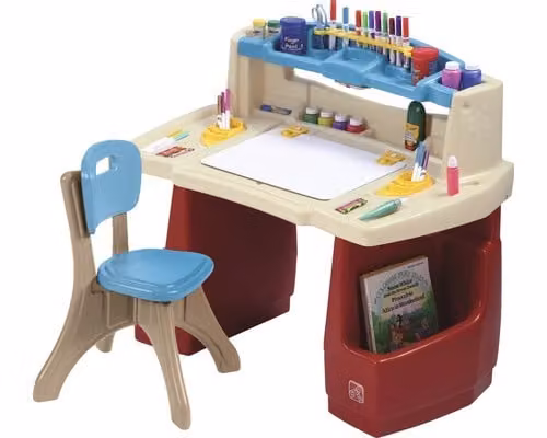 Step2 Deluxe Art Master Bureau met stoel voor kinderen met verlichting en opbergruimte