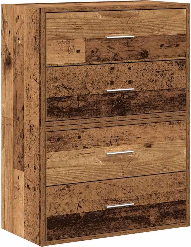 vidaXL Set van 2 kasten met 4 lades, antieke houtlook, B: 60 cm, D: 31 cm, H: 40 cm