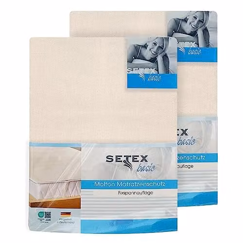 SETEX Molton matrasbeschermer dubbelpak, 100% katoen, wit, B/D: 100 x 200 cm