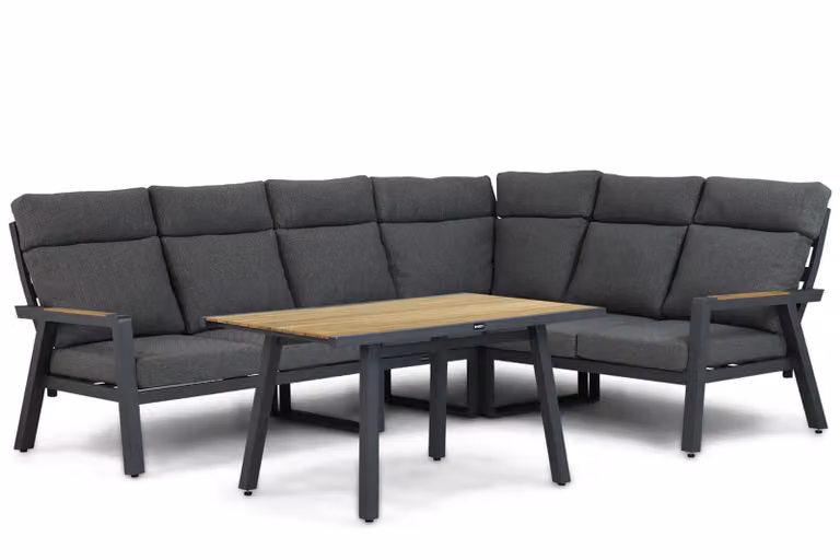 Lifestyle Garden Furniture Marseille 5-delige hoek loungeset met aluminium frame en teak details in grijs