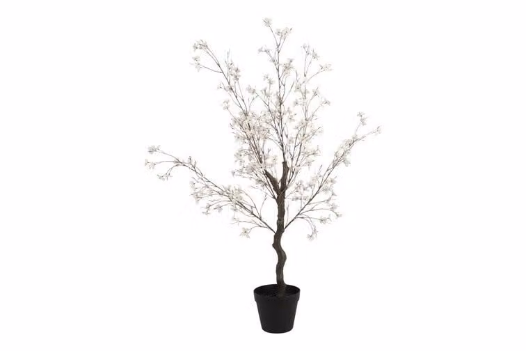 Countryfield zijden Pyrus S plant wit/roze, Hoogte: 110 cm