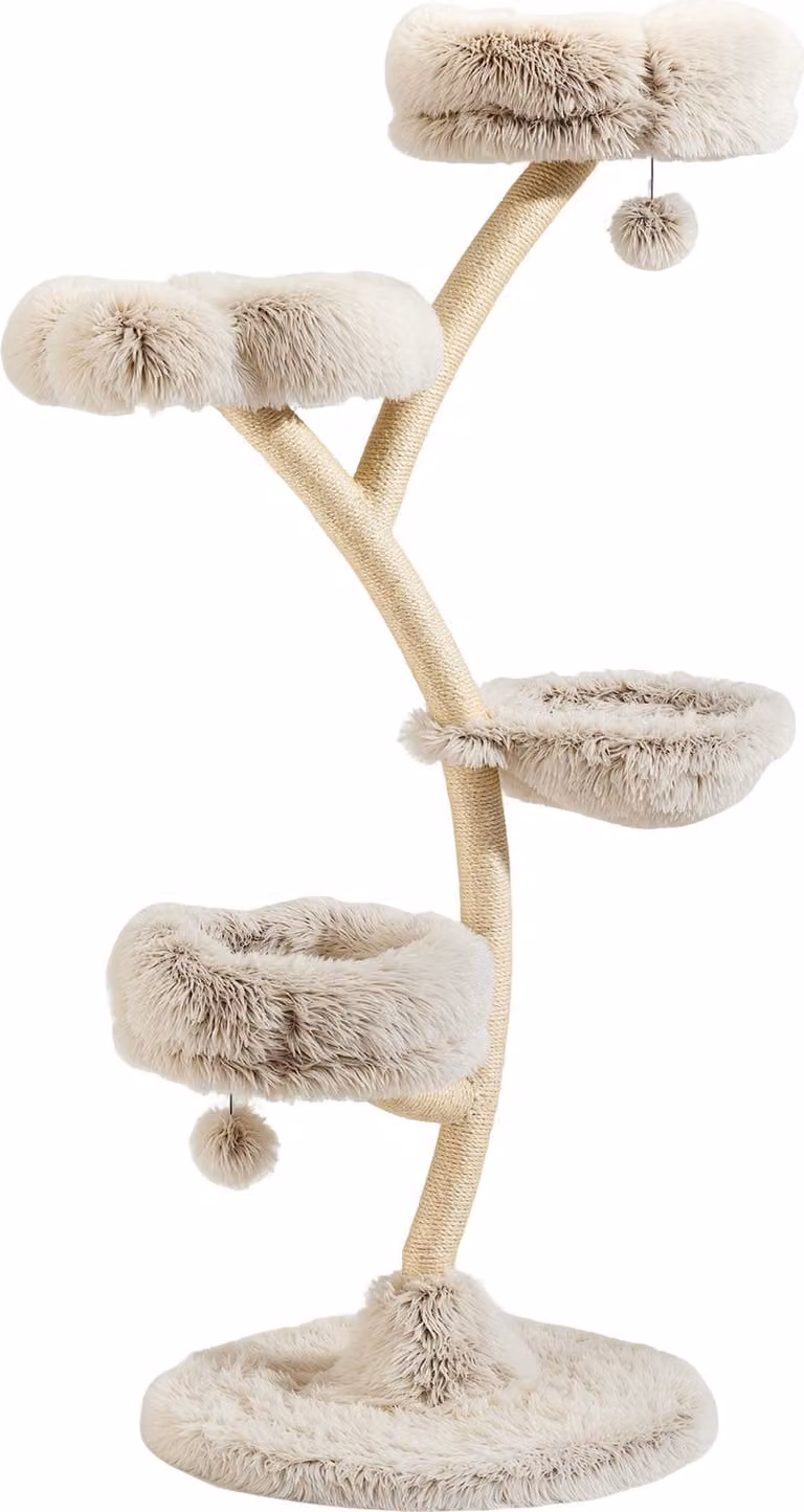 Fudajo Design Kraboom voor katten met pluche en sisal, Klimboom met speeltjes, H x B x D: 155 x 59 x 59 cm