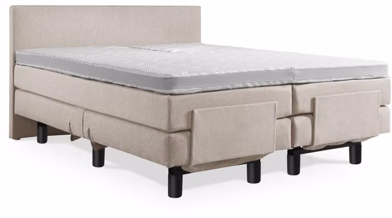 Elektrische Boxspring met glad hoofdbord, 1-persoons, Beige, B/D/H: 70 x 200 cm