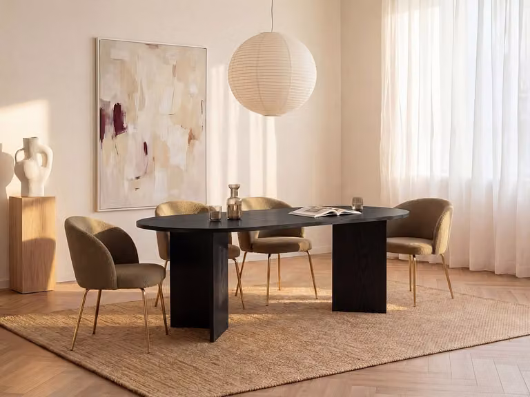 TOPANIA Ronde Eettafel voor 8 personen - Zwart - MDF