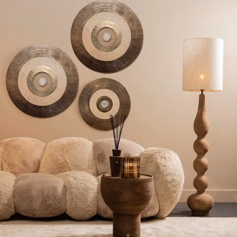 Wandpaneel Jacci Goud met middensteen, Modern Abstract Design, B: 82 cm, H: 82 cm