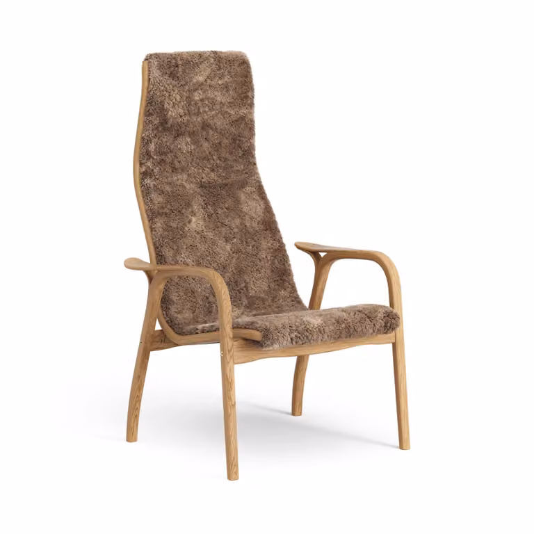 Swedese Lamino Fauteuil Eik geolied met schapenvacht Sahara (nougat bruin)