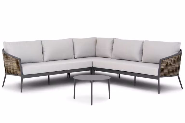 Coco Ewa/Pacific 4-delige loungeset met aluminium frame en grijze kussens, 60 cm