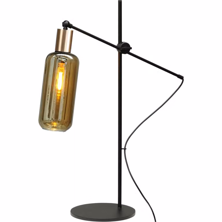 Masterlight Tafellamp Bounty met cilinderglas in zwart en goud/messing