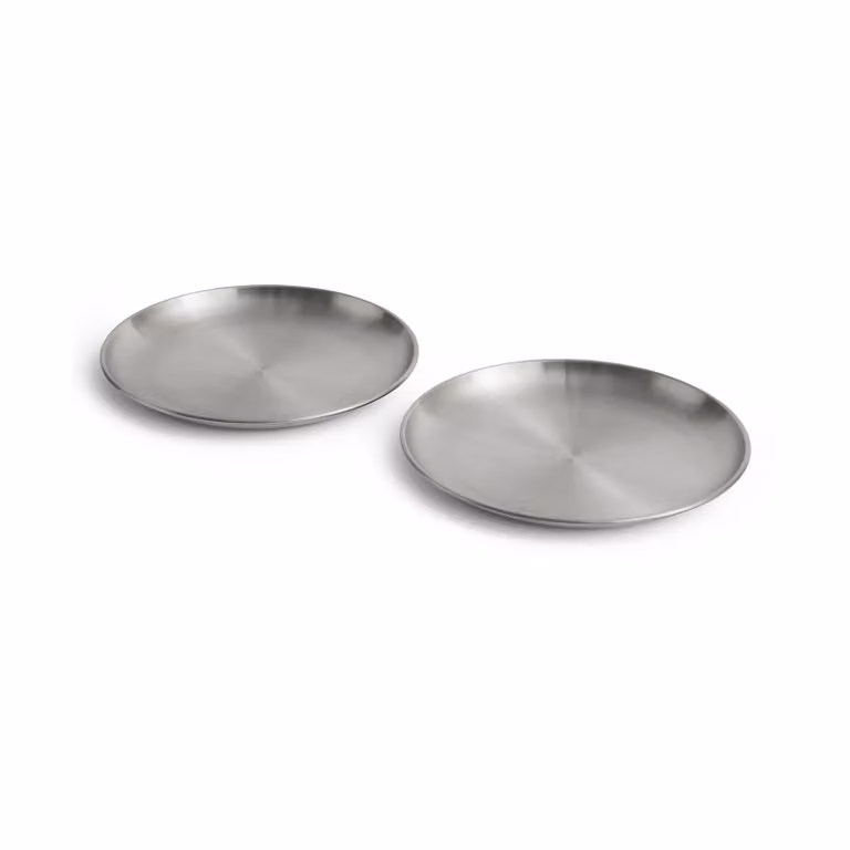 HAY Outdoor Market bord, zilver, roestvrij staal, Ø 26 cm, 2-pack