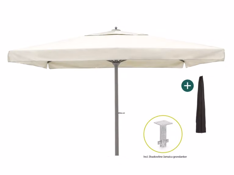 Shadowline Java Parasol Beige Vierkant B/D: 450 x 450 cm inclusief hoes