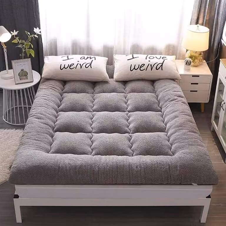 Comfortabele Futon Matras Topper - Zacht en Ademend - Naturel - B/D: 120 x 200 cm