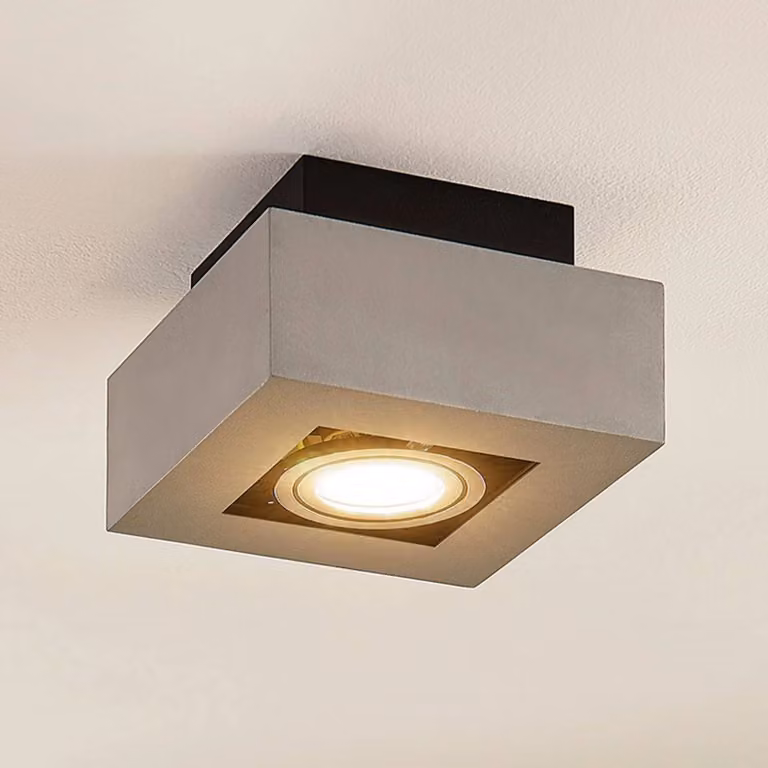 Arcchio Vince moderne plafondspot voor de gang, zilver/grijs, aluminium, dimbaar, GU10