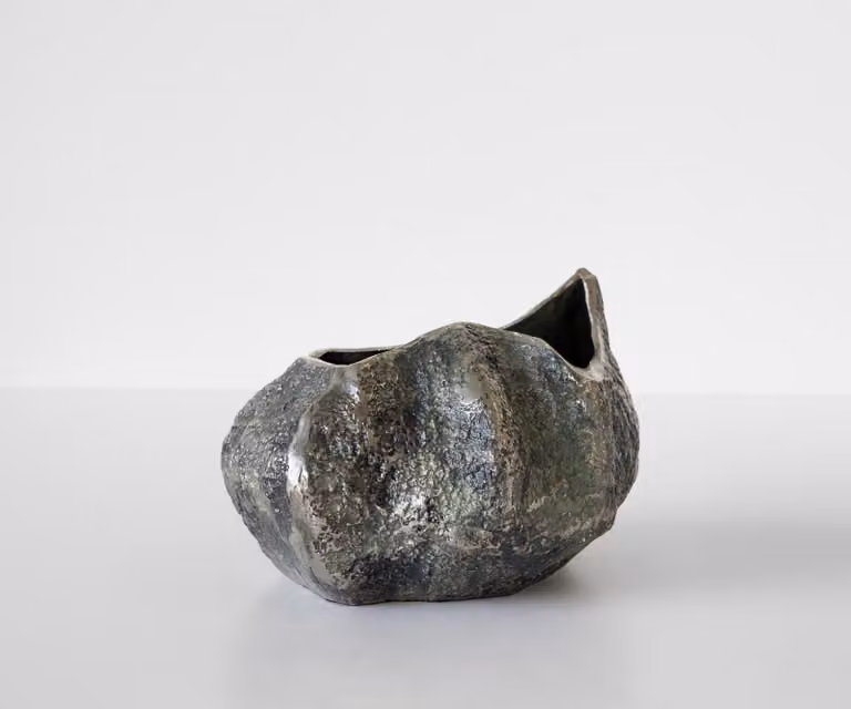 Delife Vaas Cratera Handgemaakt Aluminium Verde Antico B: 29 cm, D: 24 cm, H: 19 cm