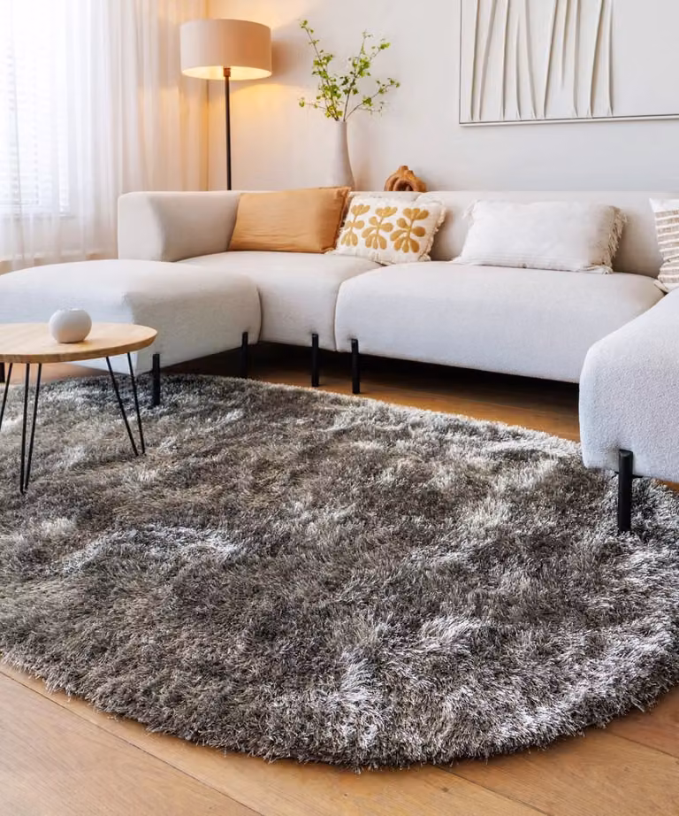 Posh Velvet ovaal vloerkleed - Grijs - 120 x 180 cm
