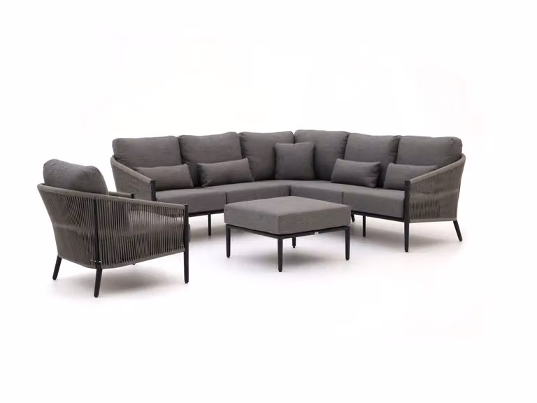 Bellagio Hoek loungeset voor 6 personen, Grijs, Aluminium met Olefin kussens