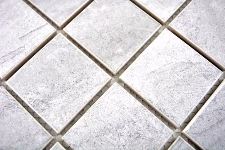 Set van 10 donkergrijze keramische mozaïektegels voor wandbekleding in de badkamer