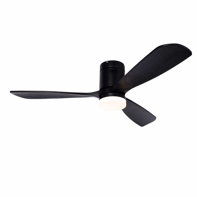 Qazqa Plafondventilator zwart met dimbare LED en afstandsbediening, 132 cm