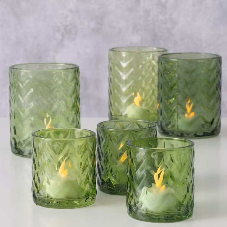 Boltze Home windlicht set glas groen decoratief 2-delig sfeerlicht voor adults