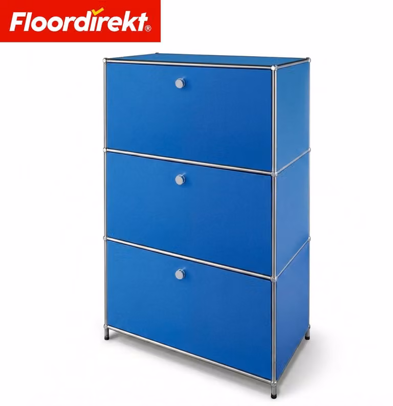 Floordirekt Concept Epure MK-129 Metalen Sideboard met 3 afsluitbare vakken - Blauw - B/D/H: 75 x 40 x 120 cm