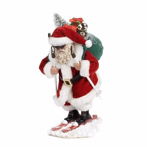 Goodwill Kerstman kerstpop skiën rood-groen Hoogte: 30 cm