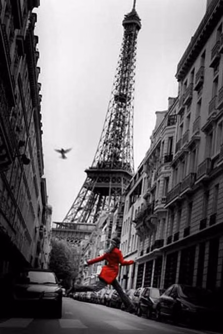 Parijs Eiffeltoren Poster - Zwart-wit foto Wanddecoratie - Acrylglasplaat - Breedte: 61 cm, Hoogte: 915 cm - Zwart