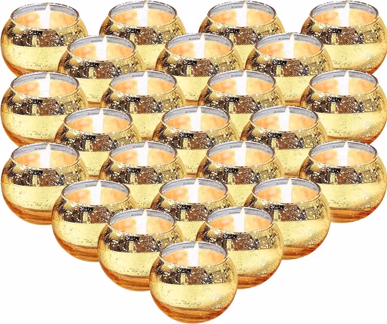 24x Gouden Theelichthouders van Glas - Sfeervol & Decoratief