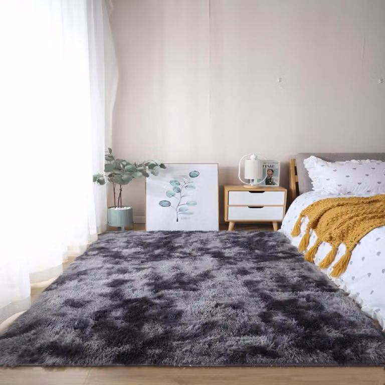 Zacht en luxe shaggy vloerkleed in donkergrijs, breedte: 120 cm, diepte: 63 cm