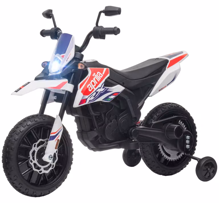 AIYAPLAY Elektrische kindermotorfiets 12V met muziek, wit