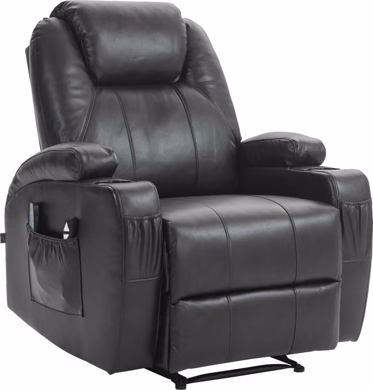 CLP Relax Fauteuil met massagefunctie en voetsteun, Bruin, Kunstleer