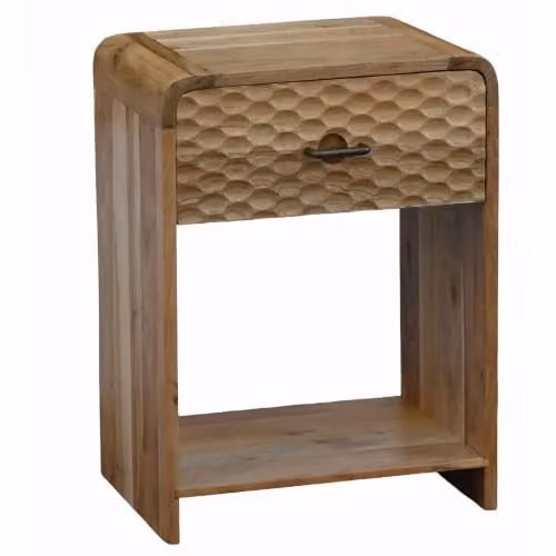 WOHNLING Nachtkastje van Bruin Mango Massief Hout met Lade en Open Vak, B/D/H: 40 x 29,5 x 54 cm